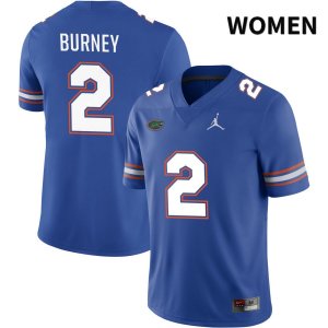 Women's Florida Gators #2 Amari Burney NCAA Jordan Brand Royal NIL 2022 Authentic Stitched College Football Jersey IAW4862ZN